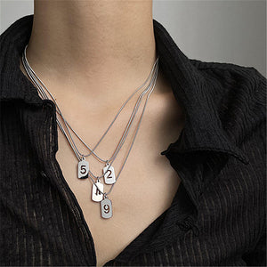 H3LL NO lucky number necklace silver and gold color square shape neck chain women's female jewelry