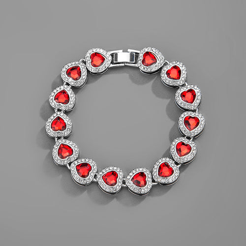 H3LL NO heart shape crystals bracelet chain hip hop unisex men women