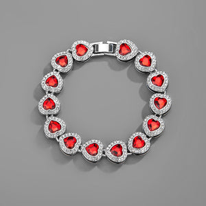 H3LL NO heart shape crystals bracelet chain hip hop unisex men women