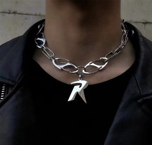 H3LL NO unisex niche design R letter  titanium steel necklace hip-hop accessories for men and women