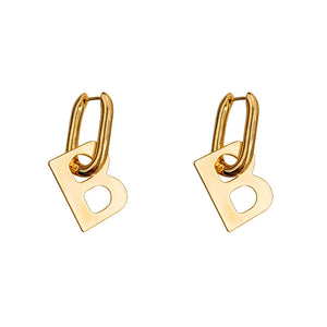 H3LL NO niche designer unisex B-shaped earrings gold color exaggerated pendant jewelry men womens