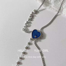 Load image into Gallery viewer, H3LL NO Unisex blue heart titanium steel necklace