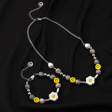 Load image into Gallery viewer, H3LL NO unisex hip hop smile smiling face necklace + bracelet (justin bieber style)