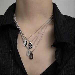 H3LL NO lucky number necklace silver and gold color square shape neck chain women's female jewelry