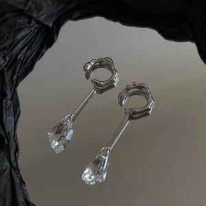 Water Drop Pendant manmade Crystal Earrings without Earholes Female Minimal Design Simple for women